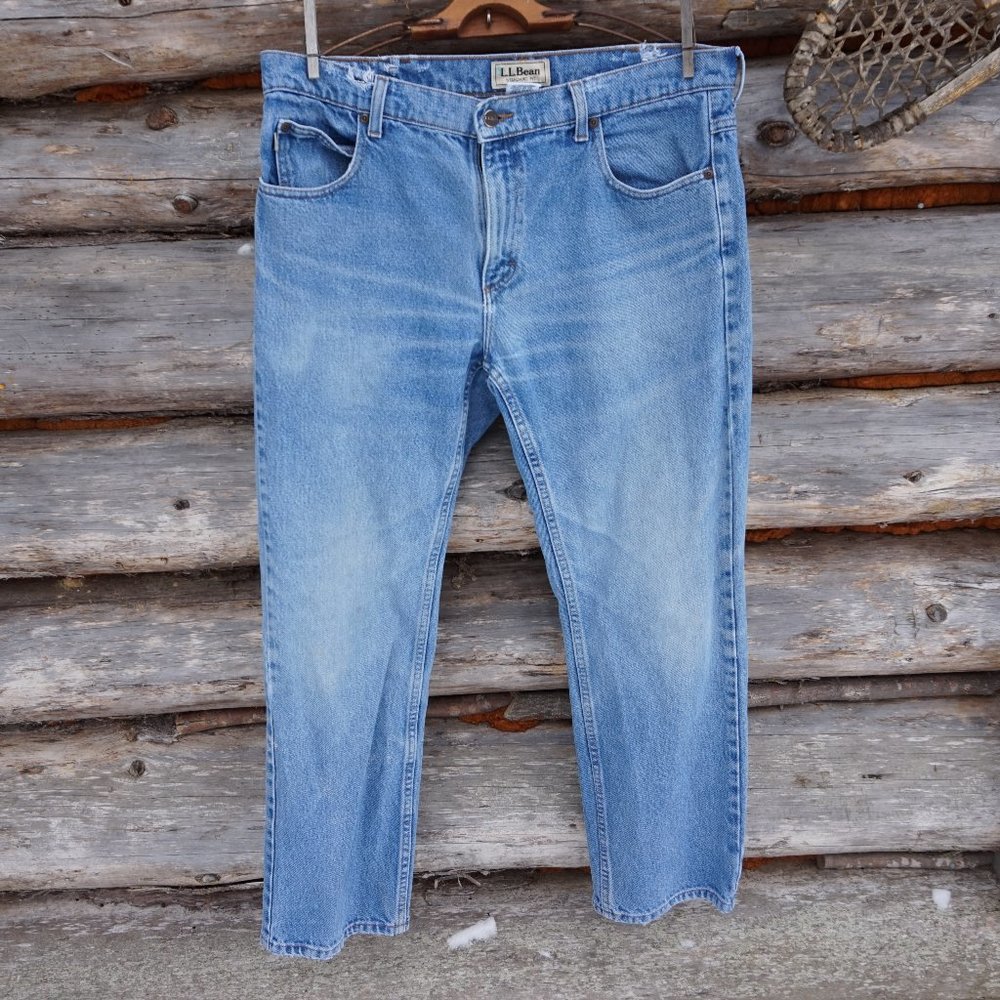 Vintage LL Bean Jeans. Distressed Light Blue Wash with Great Fade. 36x29